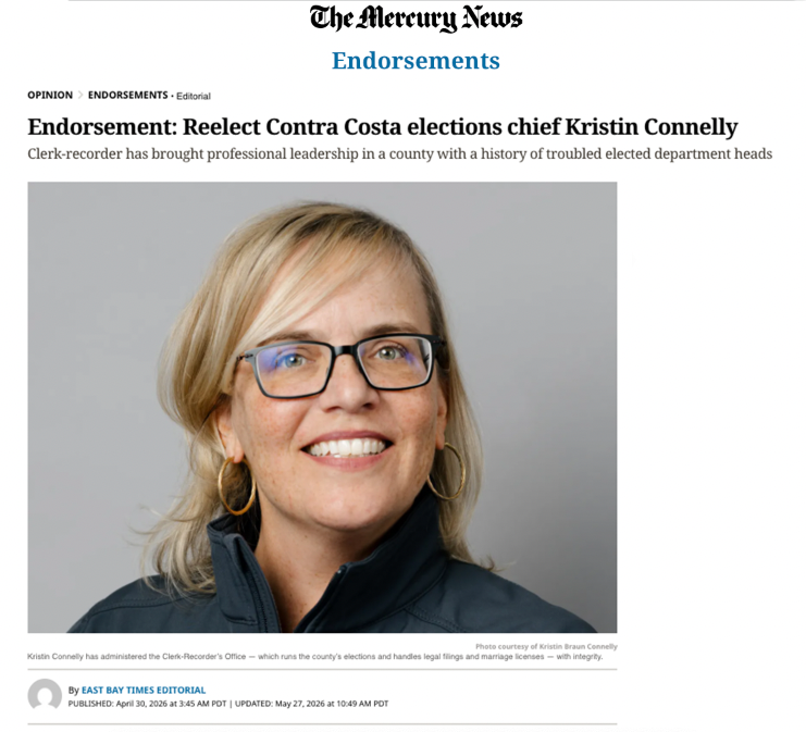 Kristin Connelly Endorsed by the San Jose Mercury News